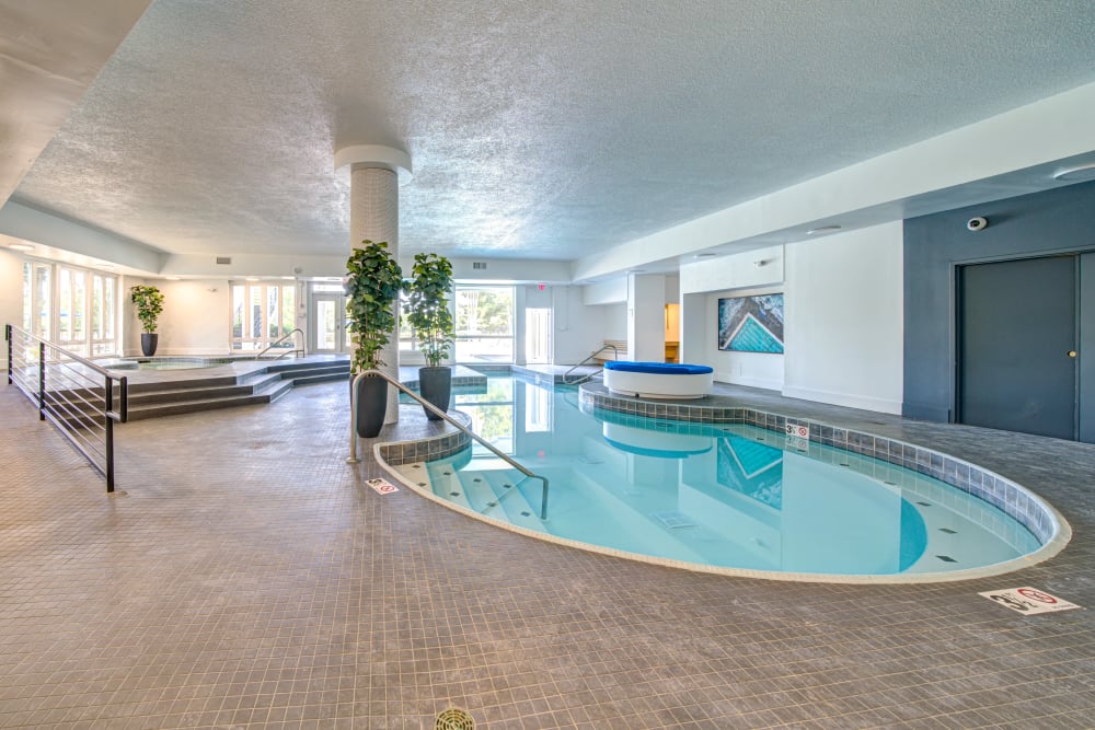 An indoor swimming pool at Waterview Apartment Homes in Memphis, Tennessee