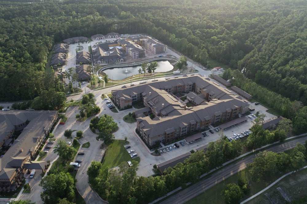 An areal view of Watercrest at Kingwood in Kingwood, Texas