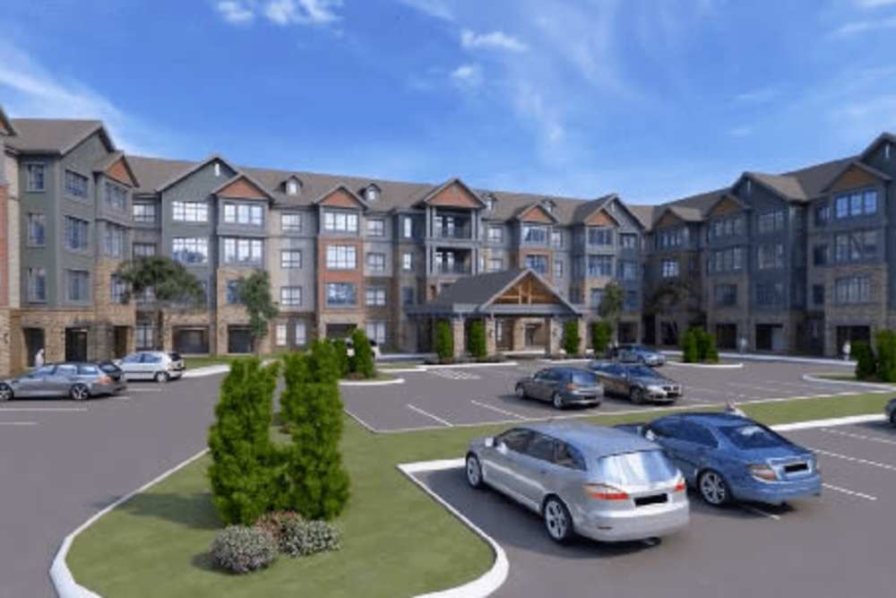 Complex exterior at Harmony at Greensboro in Greensboro, North Carolina