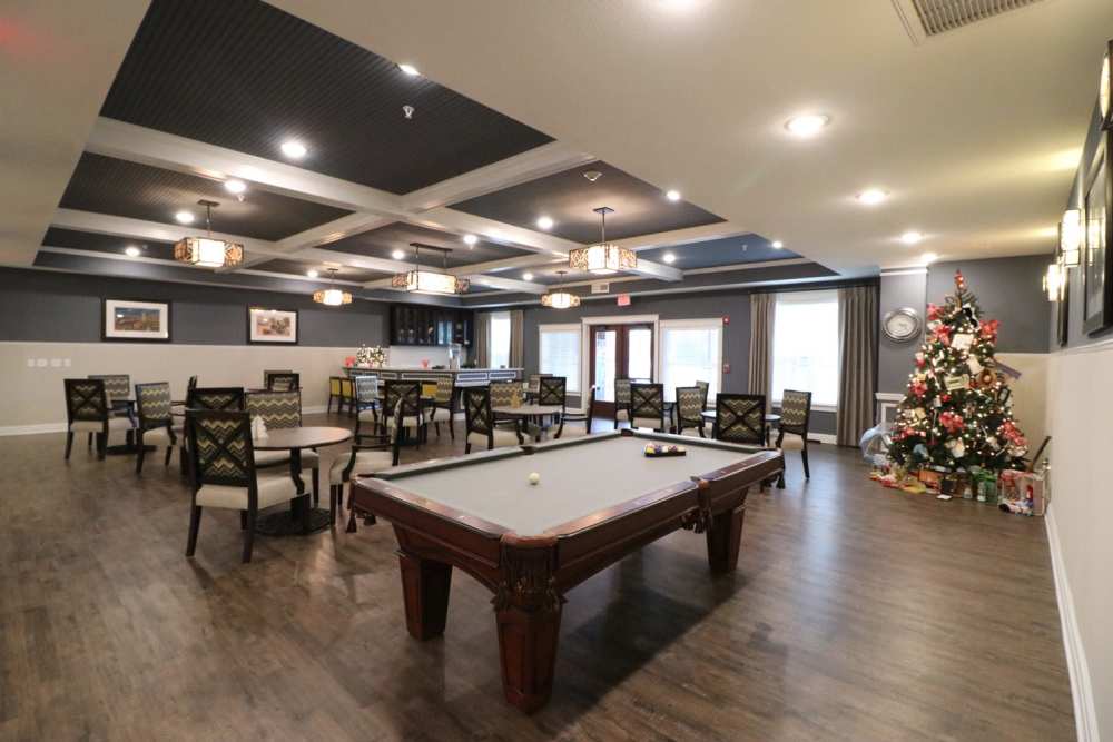 Snooker table for the residents at Harmony at Five Forks in Simpsonville, South Carolina