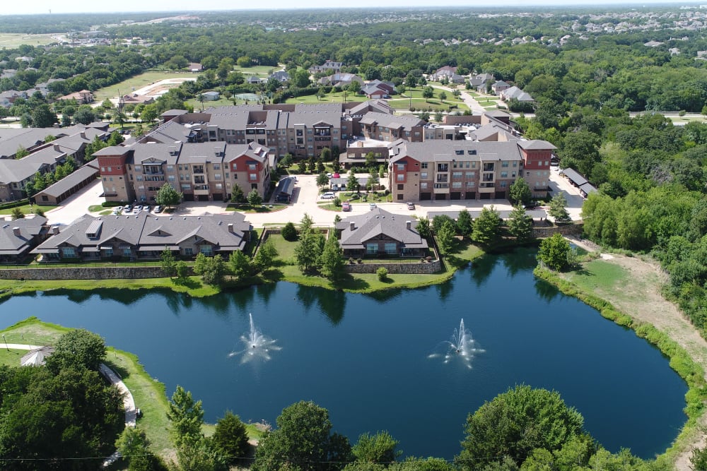 An areal view of the property of Watercrest at Mansfield in Mansfield, Texas