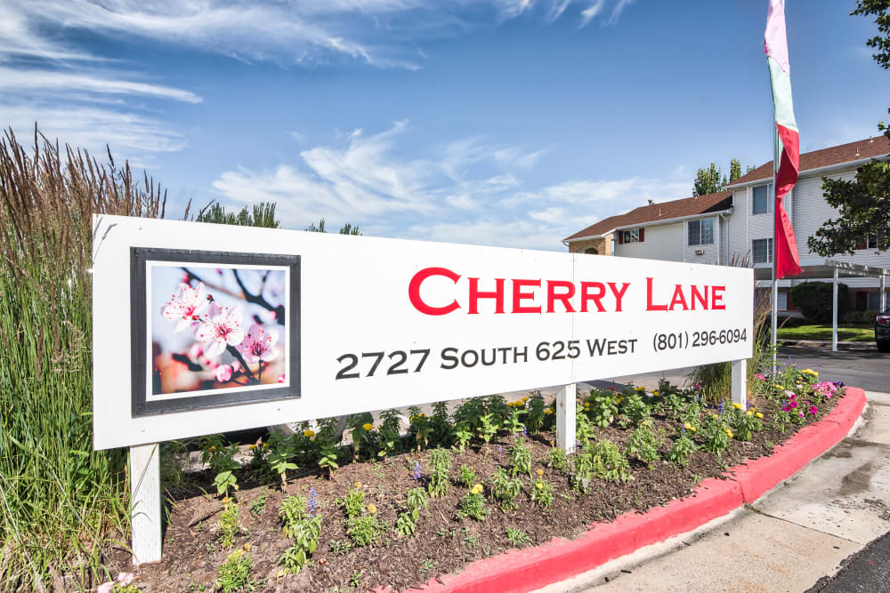 Entry Sign at Cherry Lane Apartment Homes in Bountiful, Utah