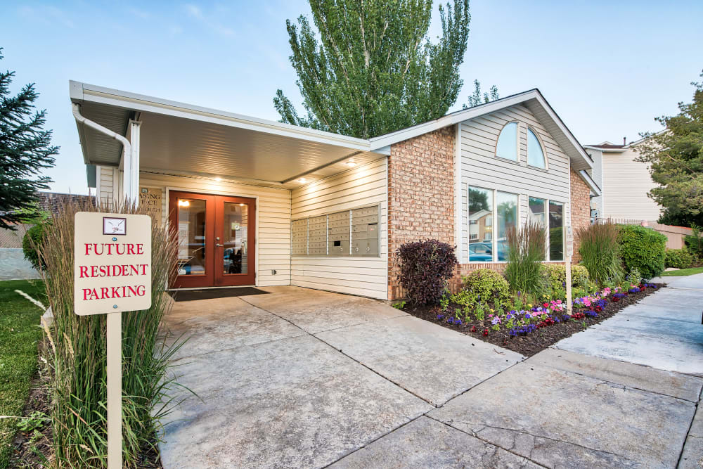 Entrance of the Leasing Office at Cherry Lane Apartment Homes in Bountiful, UT