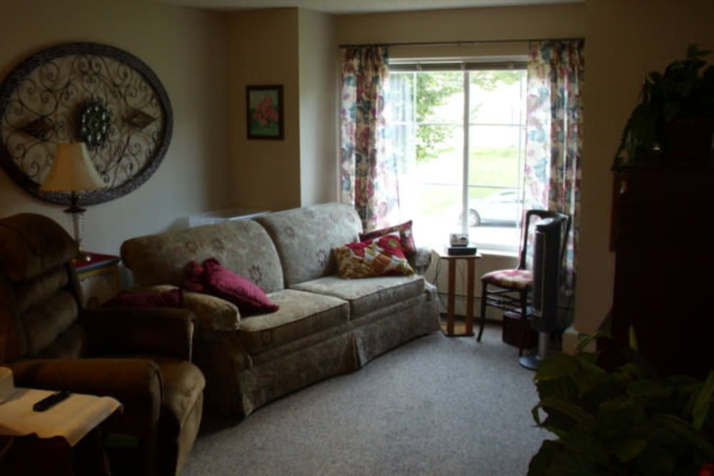A comfortable living room at Parkway Gardens Senior Apartment Community in Saint Paul, Minnesota