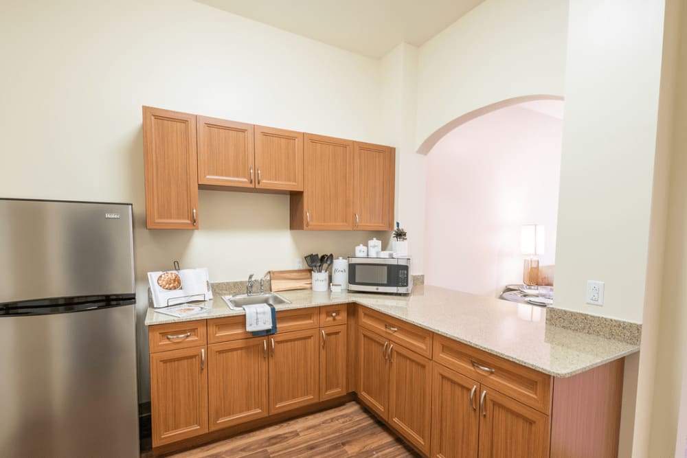 A kitchen at Harmony at Morgantown in Morgantown, West Virginia