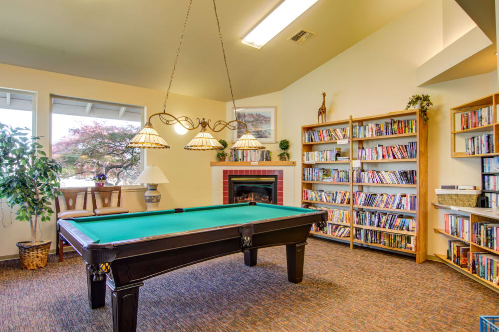 Billiard table in the clubhouse at Summer Oaks Park in Eugene, Oregon