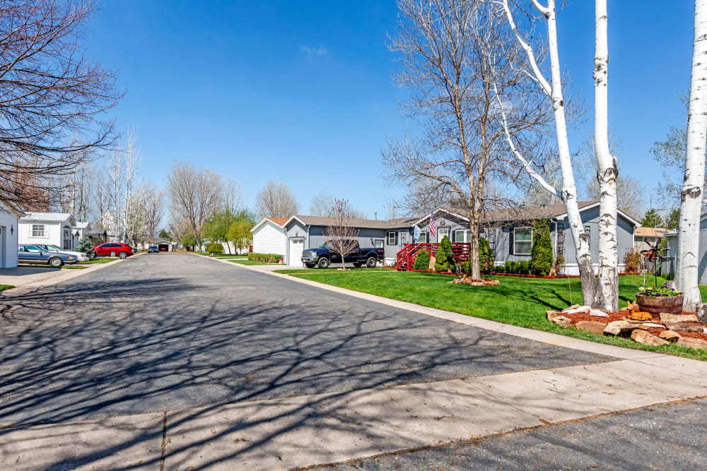 Driveway through the community at Sunset Park in Loveland, Colorado