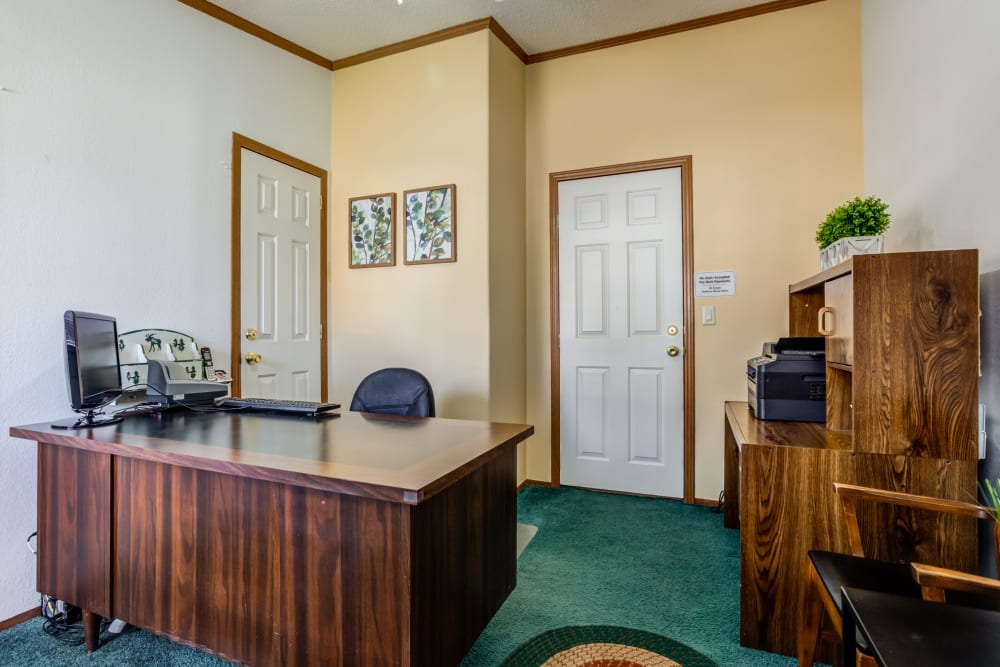 Interior of leasing office at Sunset Park in Loveland, Colorado