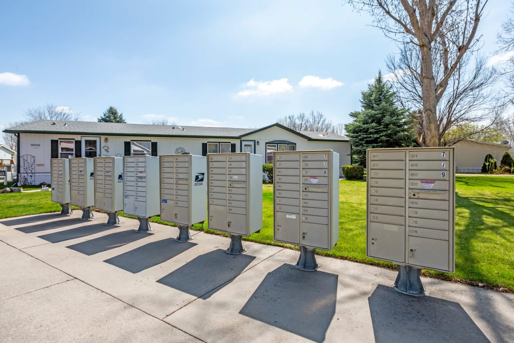 Community mailboxes in Loveland, Colorado at Sunset Park