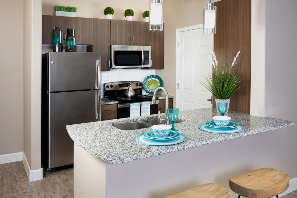 Kitchen with granite countertops at Southern Avenue Villas