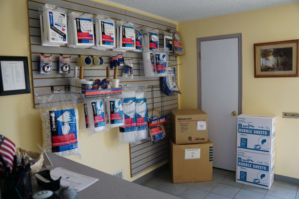 Some storage supplies on display at Store It All Self Storage - Lakeway in Lakeway, Texas