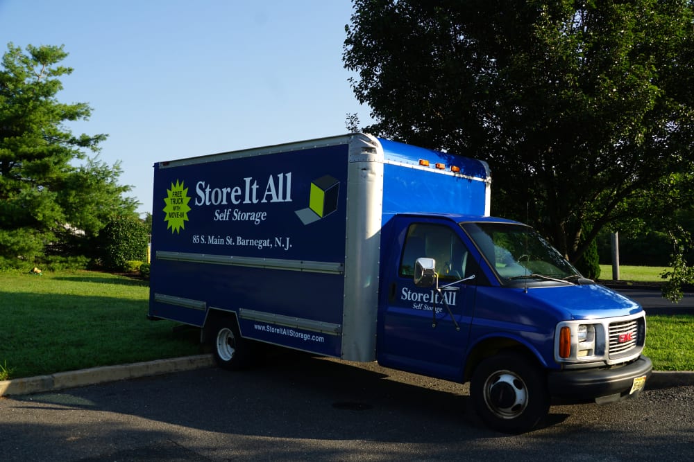 A moving truck for Store It All Self Storage - Lakeway in Lakeway, Texas
