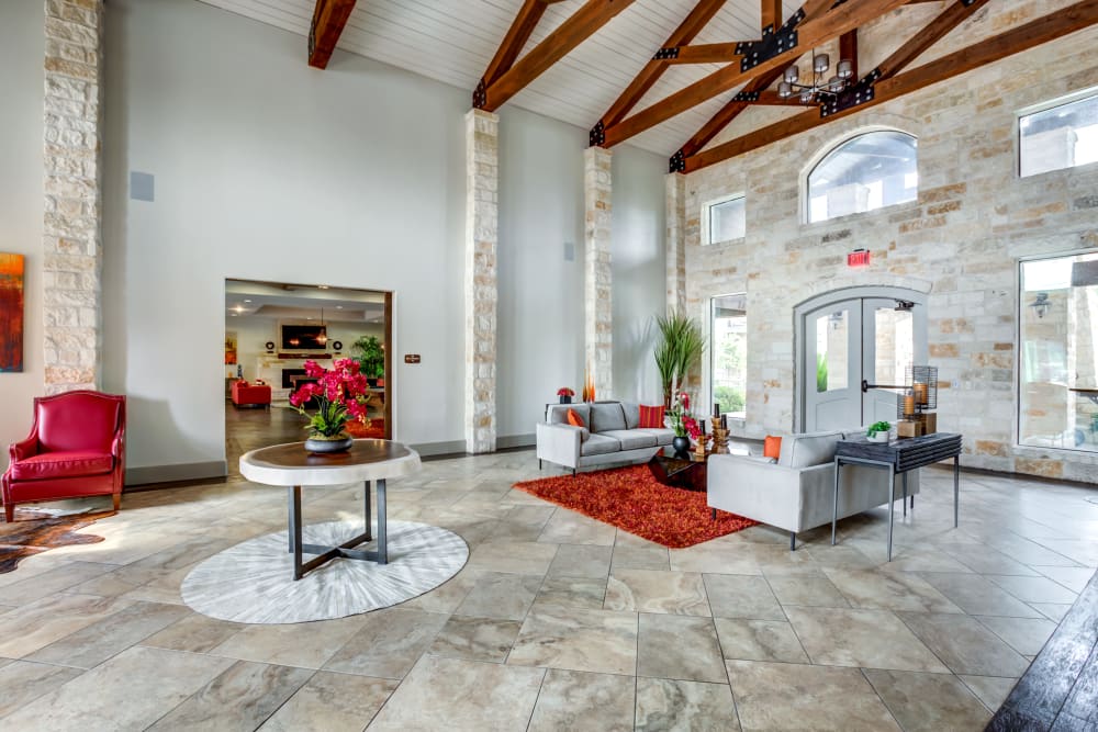 Community area with vaulted ceilings at Legacy Brooks in San Antonio, Texas