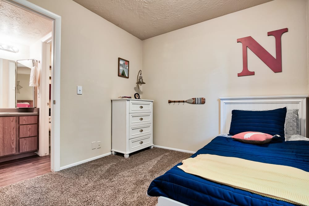Bedroom at Cherry Creek Apartments in Riverdale, Utah