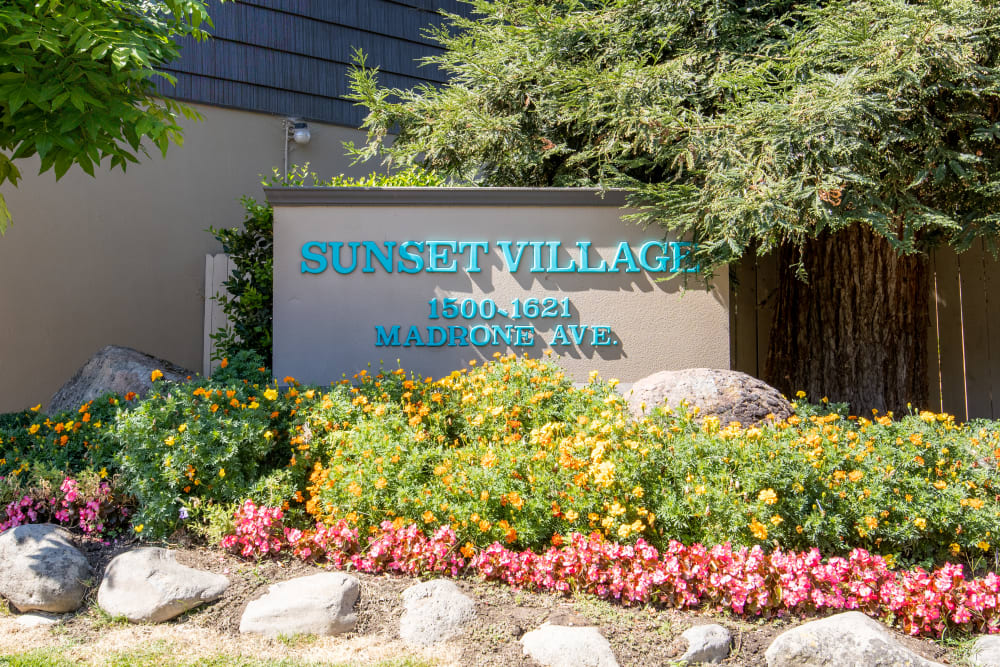 Sign at Sunset Village in West Sacramento, California