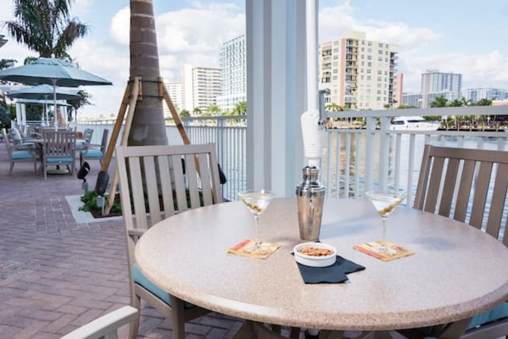 Waterfront dining at The Meridian at Waterways in Fort Lauderdale, Florida