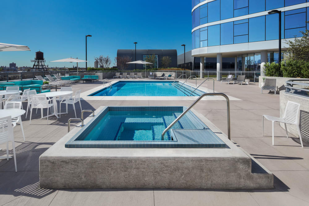 Swimming pool with a hot tub at The Residences at NEWCITY in Chicago, Illinois