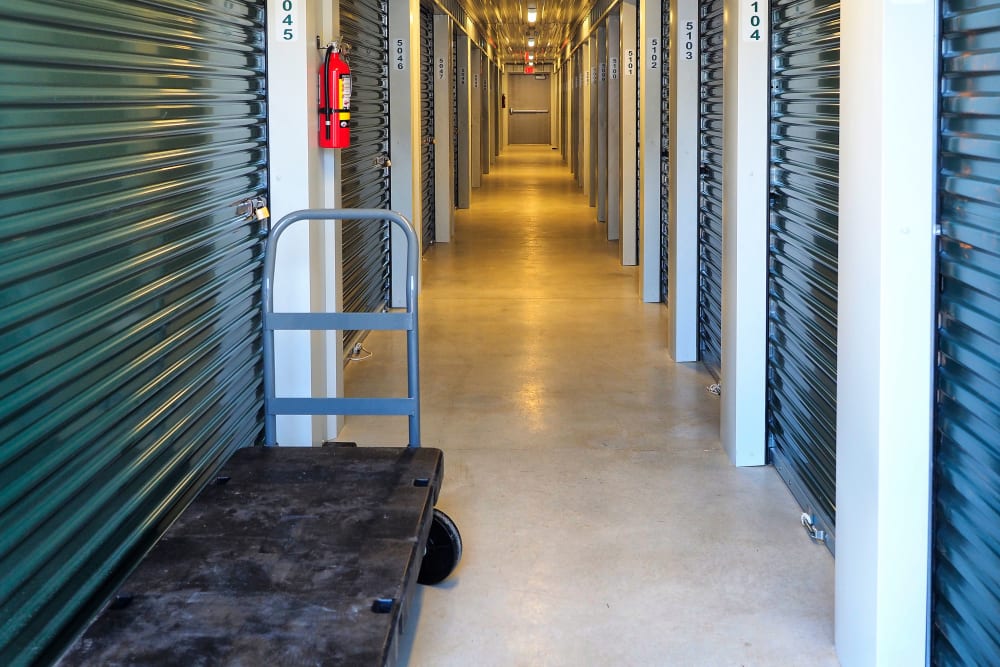 Indoor storage units with dollies available at Apple Self Storage - Collingwood in Collingwood, Ontario