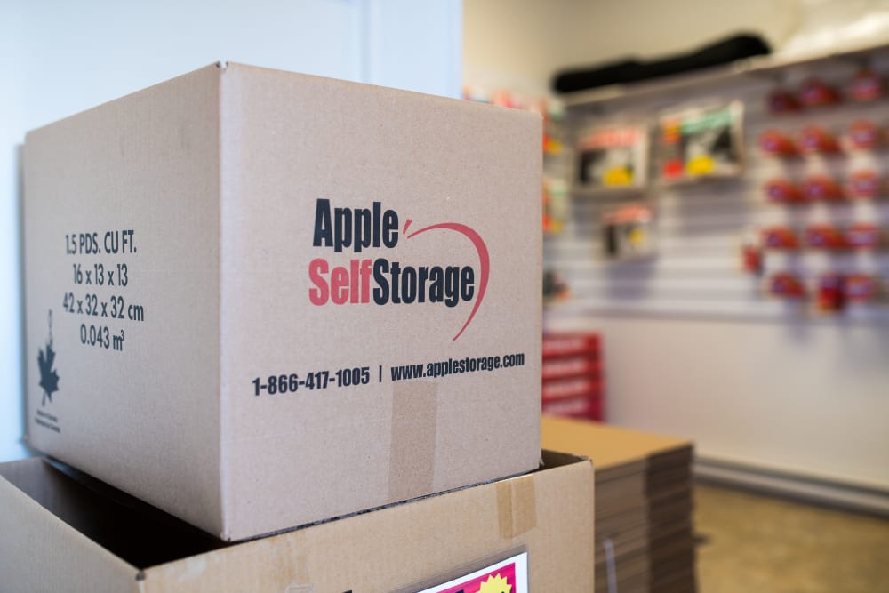 Boxes at Apple Self Storage - Fredericton North in Fredericton, New Brunswick