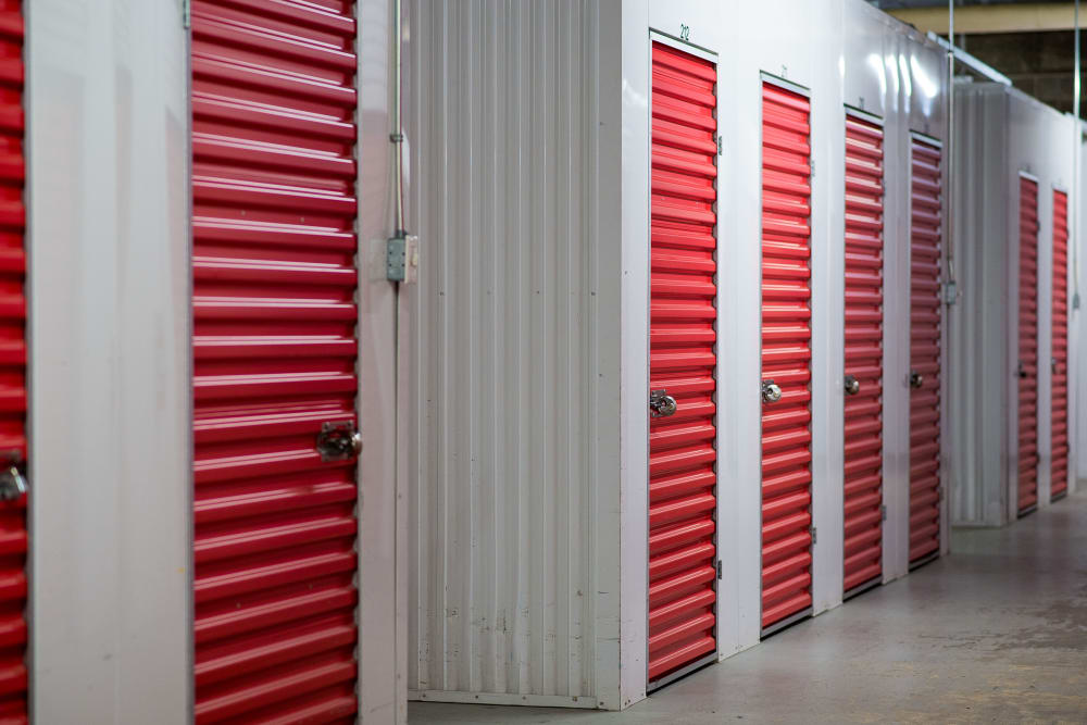 Bright red doors at Apple Self Storage - Halifax Downtown in Halifax, Nova Scotia