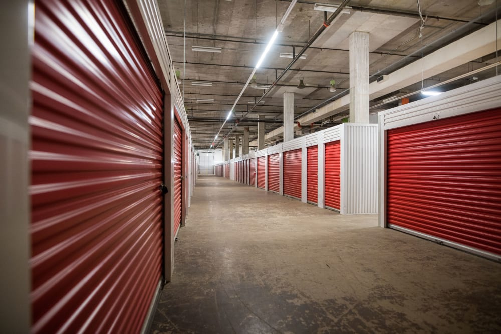 Doorways to storage units at Apple Self Storage - Halifax Westend in Halifax, Nova Scotia