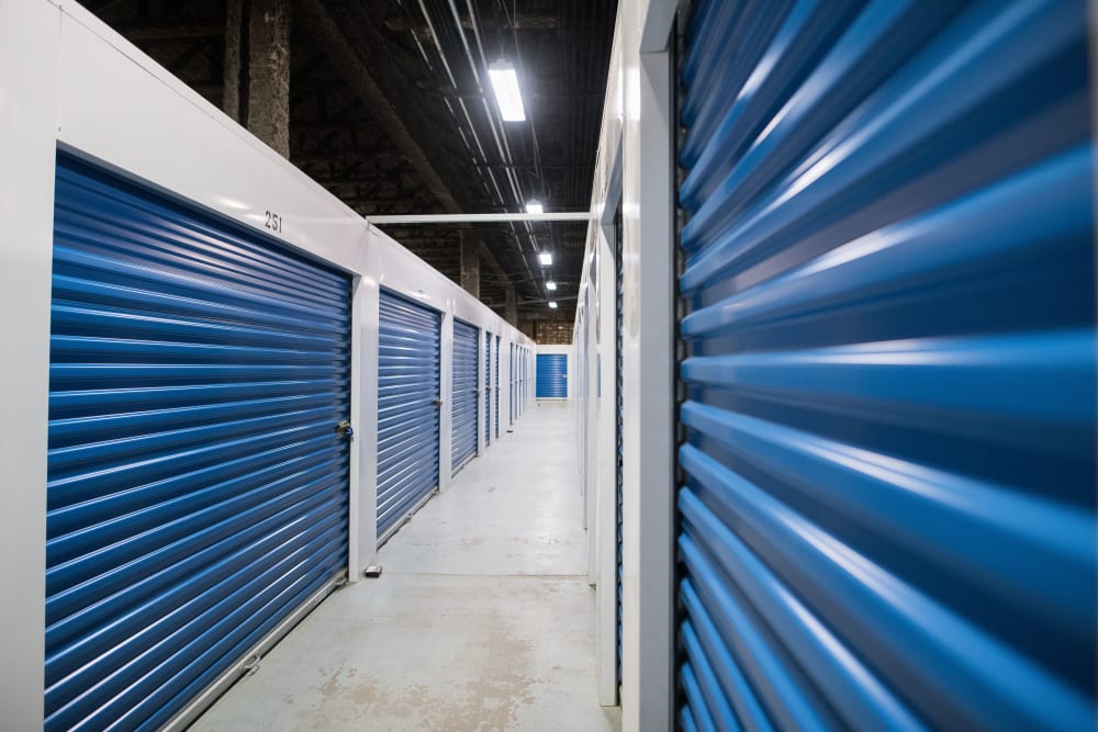 Clean and bright hallway at Apple Self Storage - Mississauga East in Mississauga, Ontario