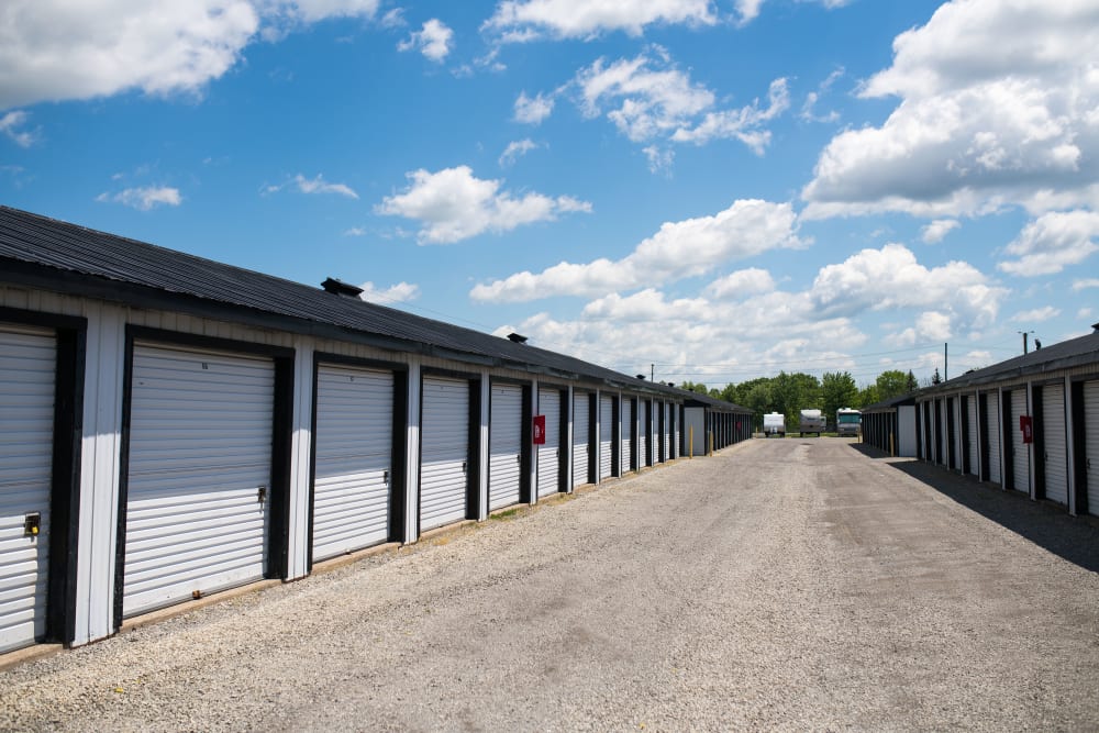 Wide driveways for your convenience at Bronco Mini Storage in Welland, Ontario