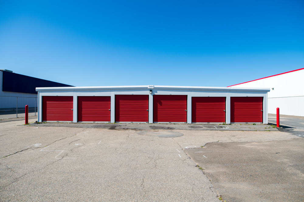 Exterior units with large doors at Apple Self Storage - Saint John East in Saint John, New Brunswick
