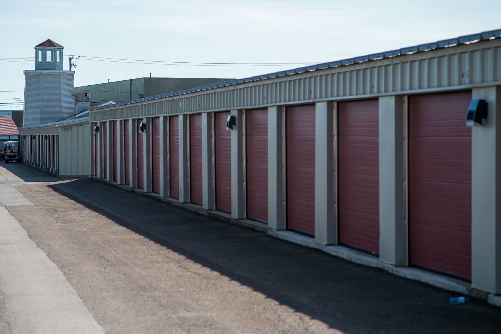 Exterior storage units at Lighthouse Self Storage in Moncton, New Brunswick