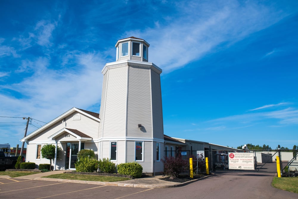 The lighthouse at Lighthouse Self Storage in Moncton, New Brunswick