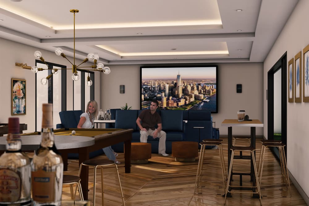 Rendering of a living room at Tribeca in St. Louis, Missouri