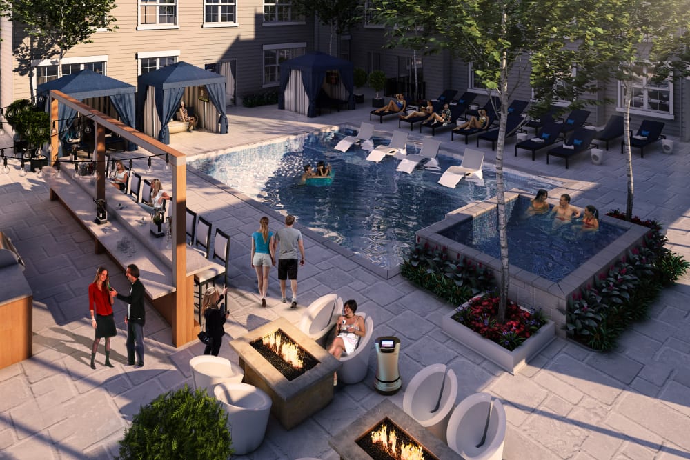 Rendering of a swimming pool at Tribeca in St. Louis, Missouri
