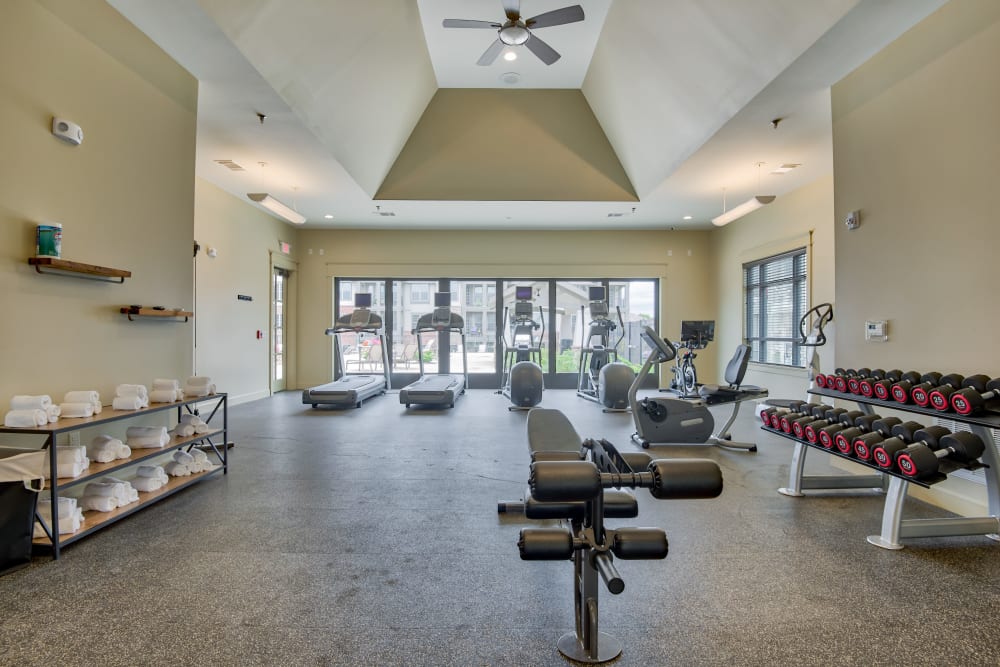 Boulders at Overland Park Apartments offers a Fitness Center in Overland Park, Kansas