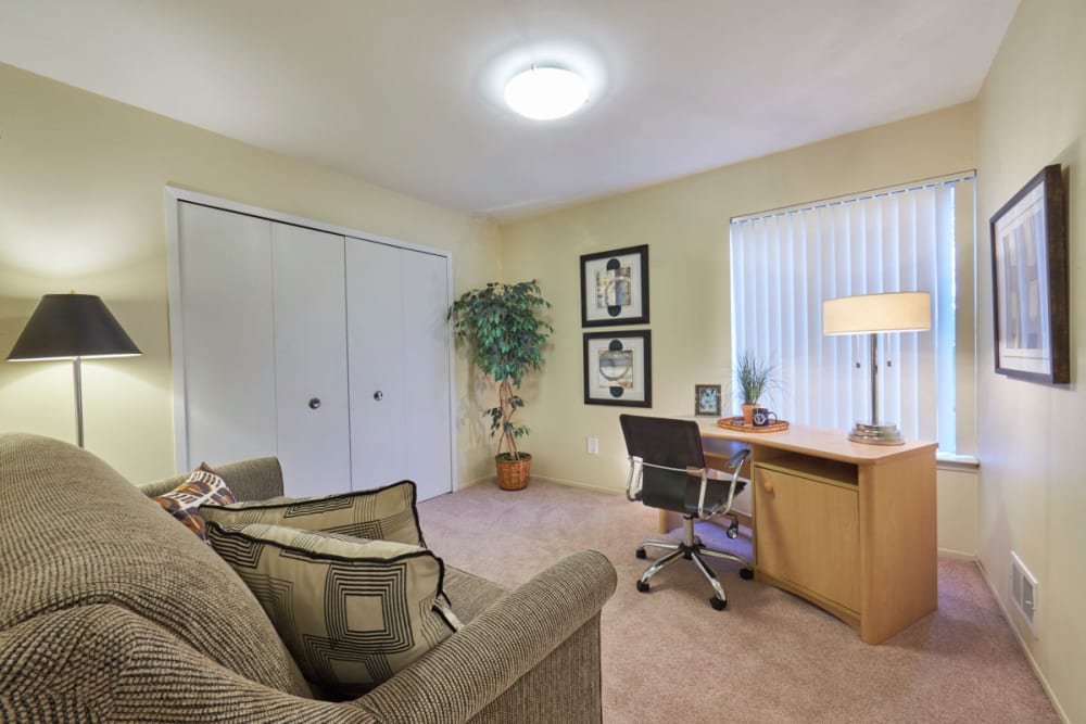 Home office in an apartment at Kensington Manor Apartments in Farmington, Michigan