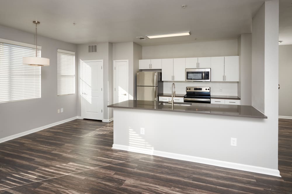 Modern kitchen at apartments in Englewood, CO