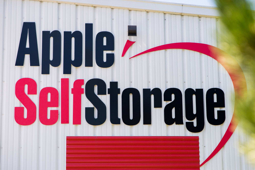 Logo on the building at Apple Self Storage - Saint John North in Saint John, New Brunswick