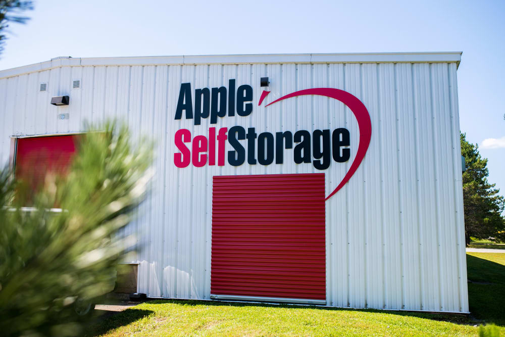 Logo and doorway at Apple Self Storage - Saint John North in Saint John, New Brunswick