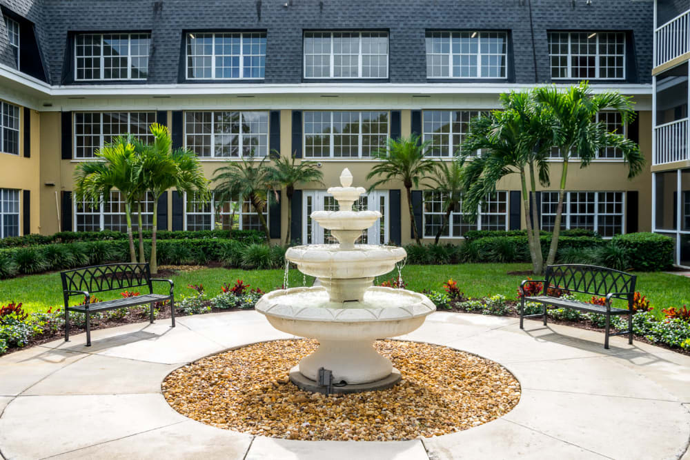 Courtyard water fountain at Grand Villa of Delray West in Florida
