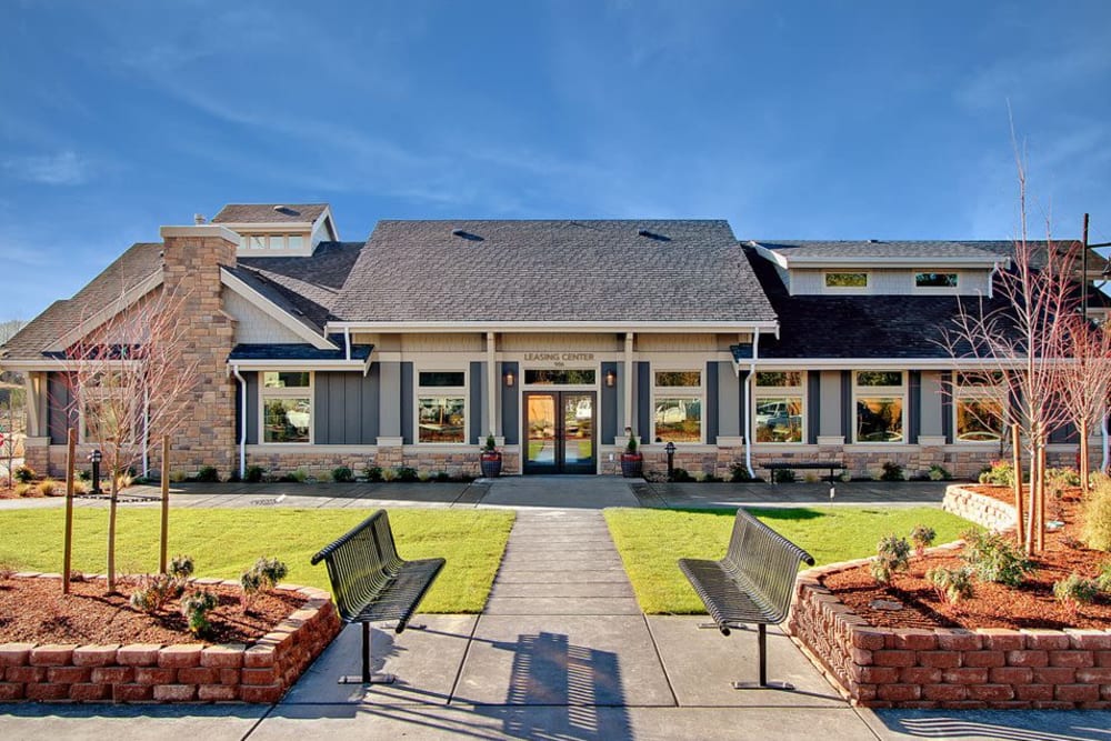 Exterior view of the resident clubhouse at Vue Issaquah in Issaquah, Washington