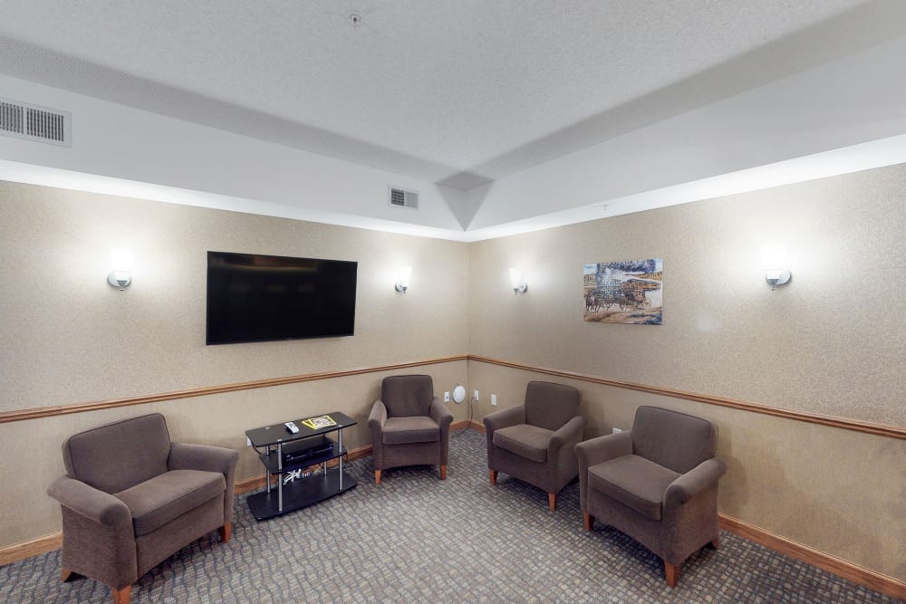 Community lounge are at Oaks Hiawatha Station in Minneapolis, Minnesota