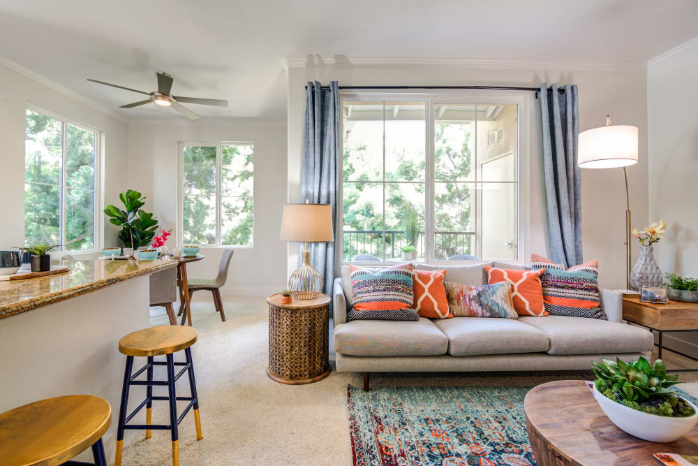 Kitchen breakfast bar with bar seating is perfect for entertaining at Sofi Shadowridge in Vista, California