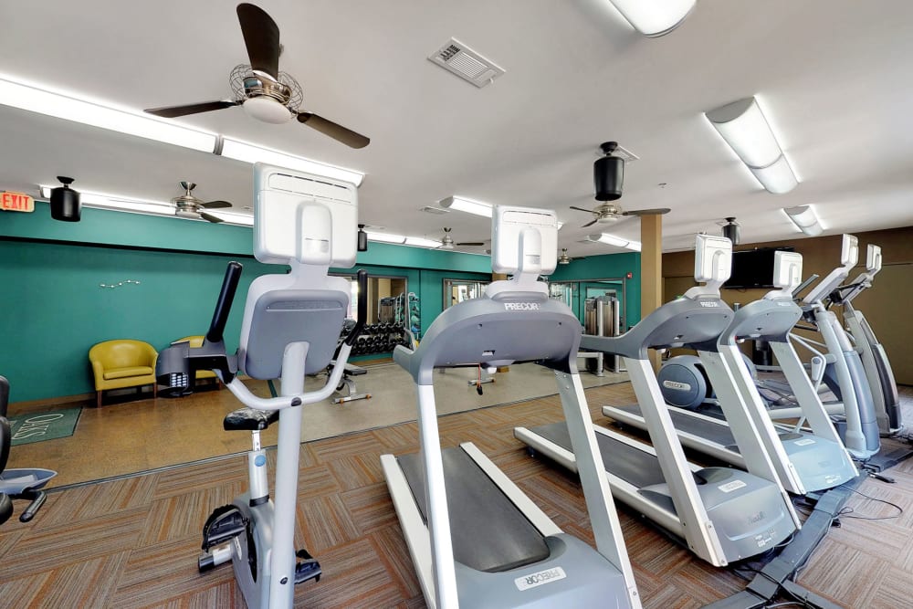 Modern fitness center at 5th Street Crossing at City Station in Garland, Texas