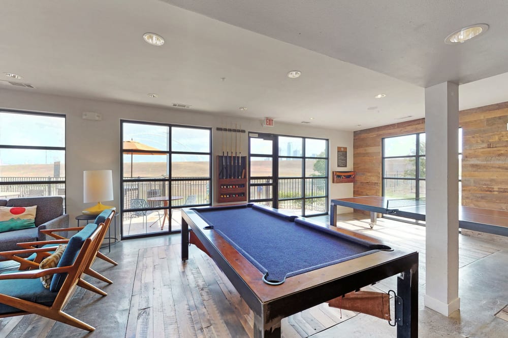 Billiards table at Oaks Trinity in Dallas, Texas