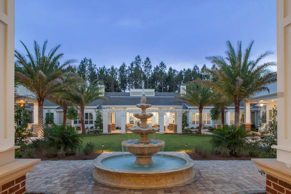 The water fountain in the courtyard at San Jose Gardens Alzheimer's Special Care Center in Jacksonville, Florida
