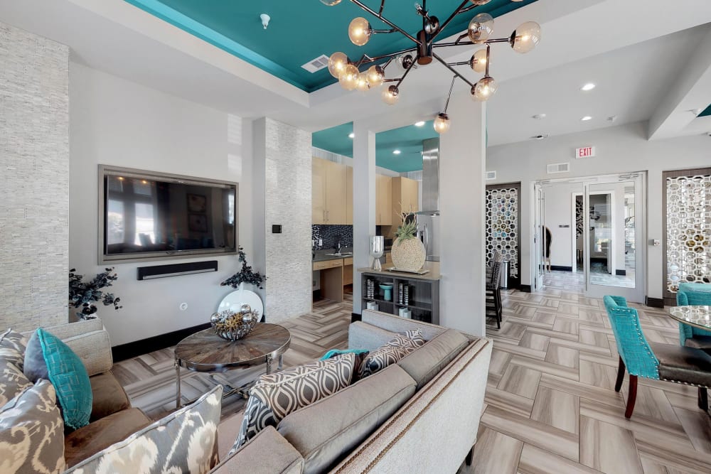 Well decorated clubhouse at 5th Street Crossing City Center in Garland, Texas