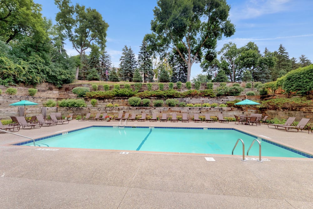 Sparkling swimming pool at Vernon Oaks in Edina, Minnesota
