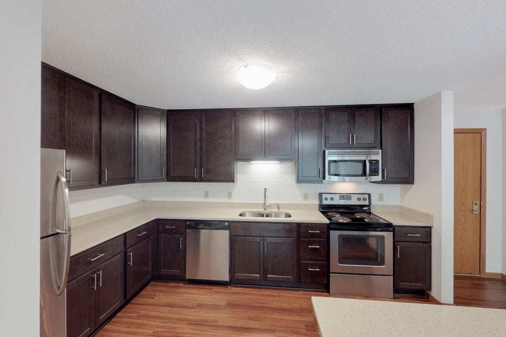 Bright kitchen at Vernon Oaks in Edina, Minnesota