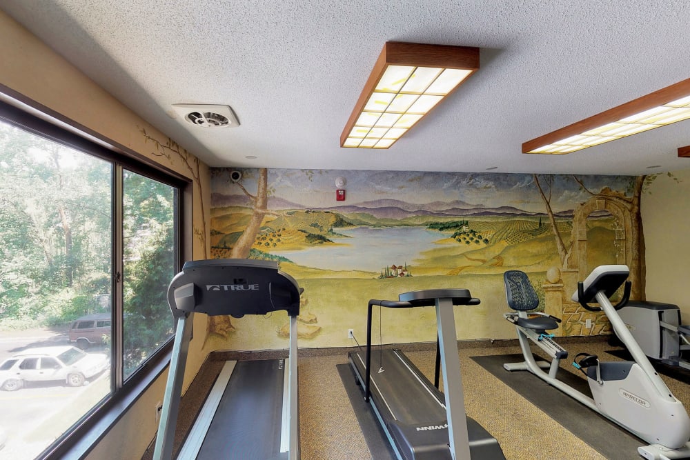 Modern fitness center at Oaks Braemar in Edina, Minnesota
