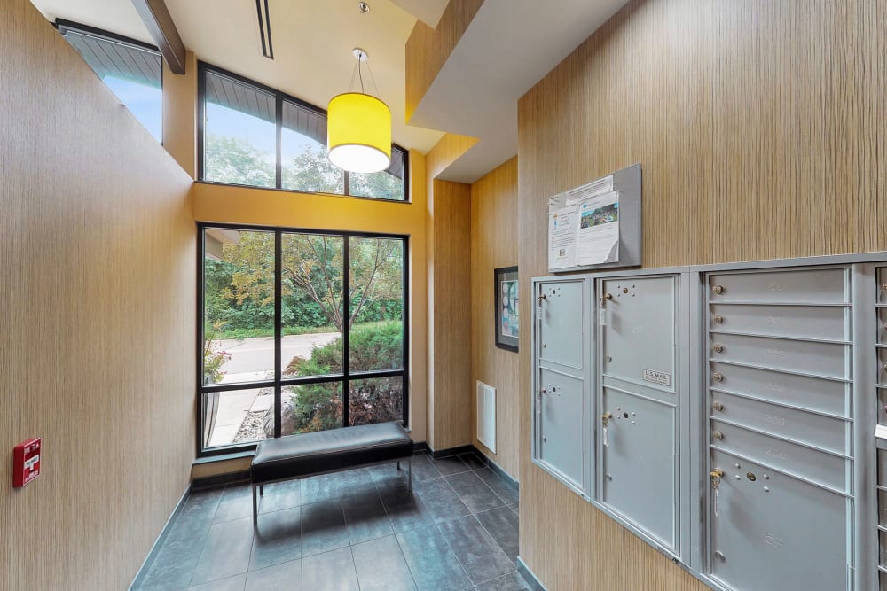 Community lobby at Oaks Glen Lake in Minnetonka, Minnesota