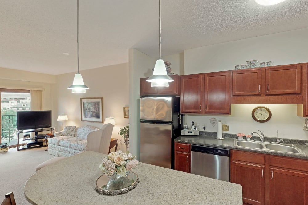 Spacious kitchen at Oaks Glen Lake in Minnetonka, Minnesota